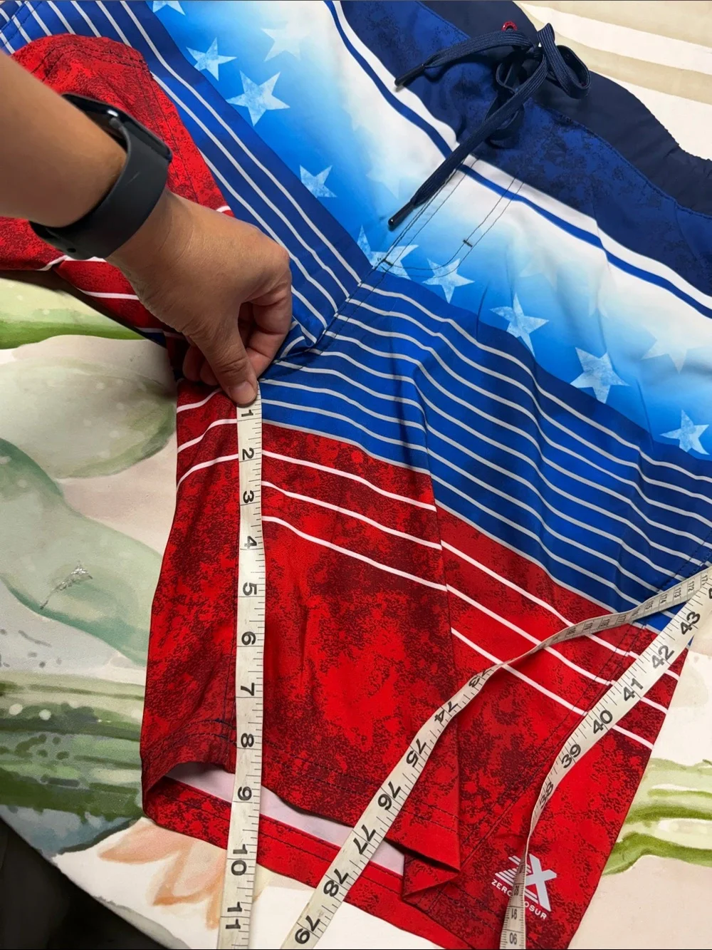 ZeroXposur Blue, Red & White Striped Swim Trunks